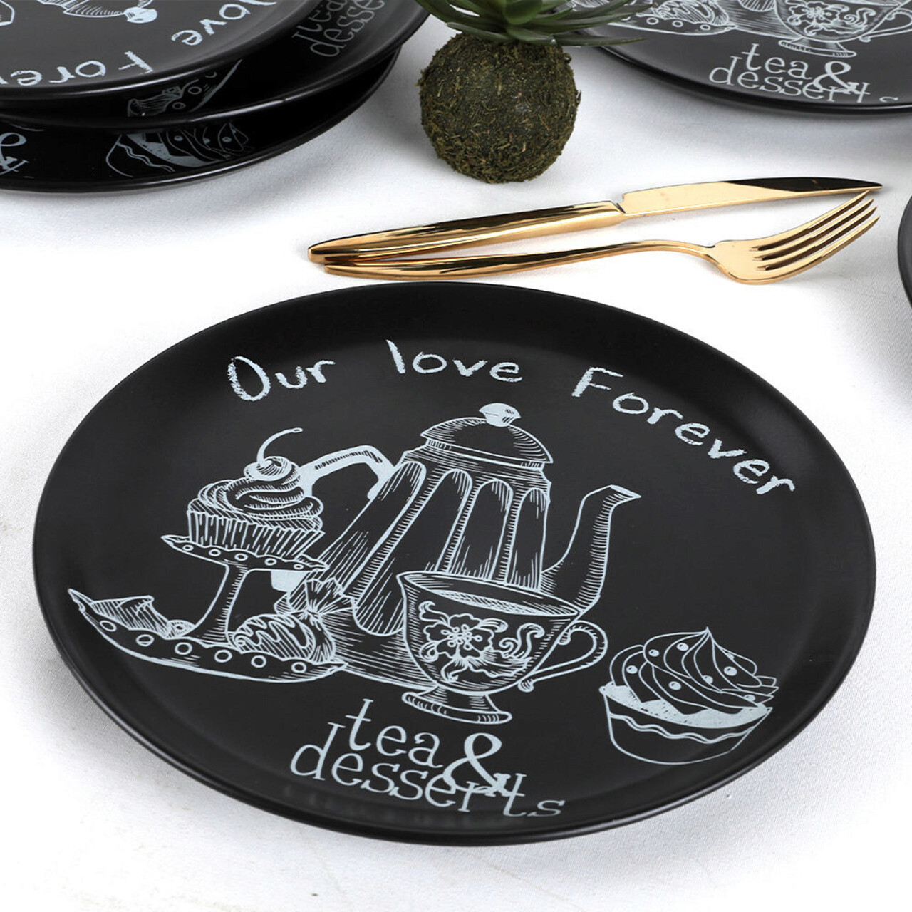 Set platouri servire, Hermia, 275KRM1408, Antibacterian, Negru mat - imagine 6